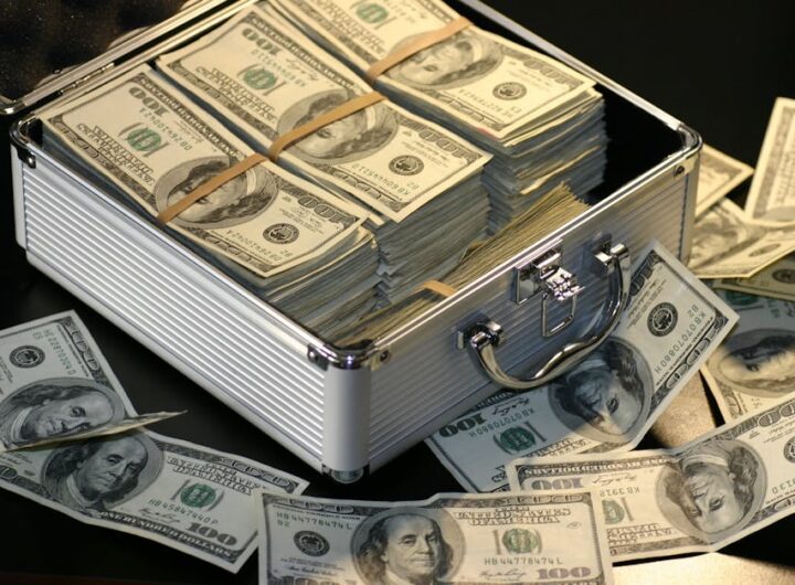 Grey Metal Case of Hundred Dollar Bills